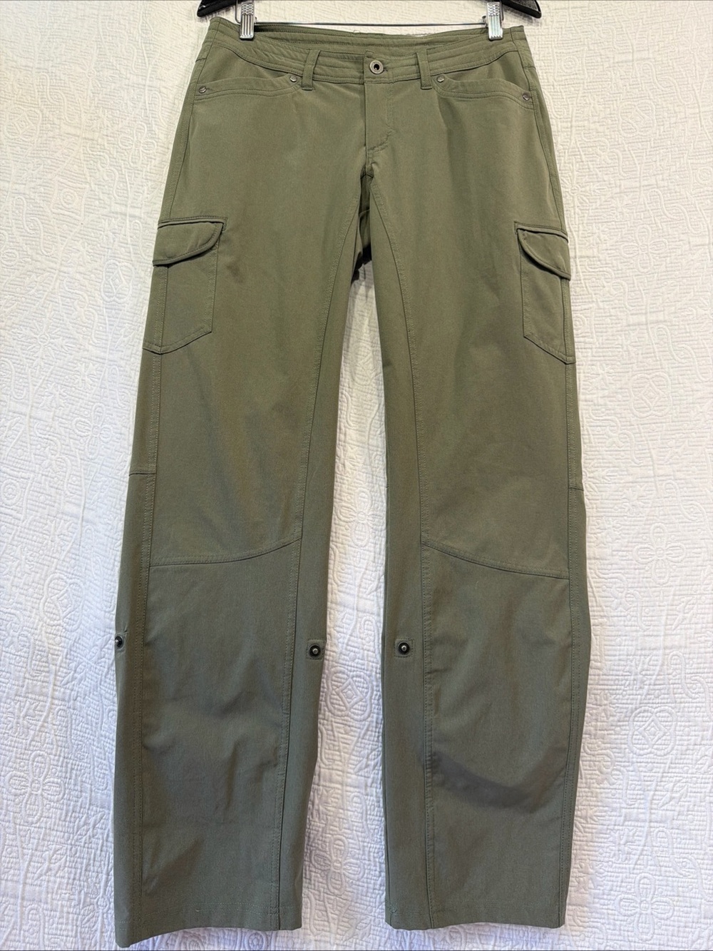Kuhl Womens Freeflex Roll Up Splash Pant Size 8 Olive Green Stretch Hiking Sport